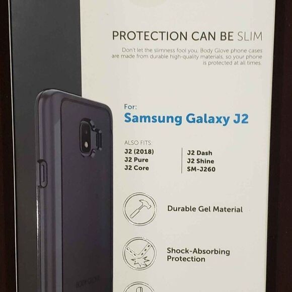 Samsung Galaxy J2 Series Phones / Body Glove / Black Case. Slim. Durable, NEW - Picture 2 of 3